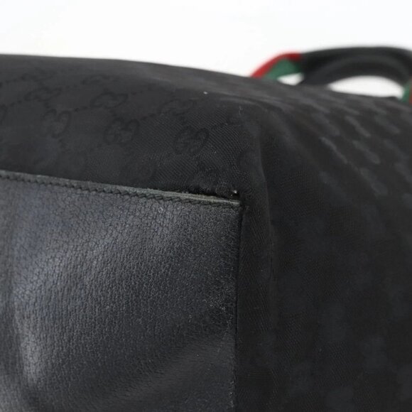 GUCCI GG Canvas Web Sherry Line Tote Bag Black Silver 131231 Auth 154522 - Picture 4 of 16